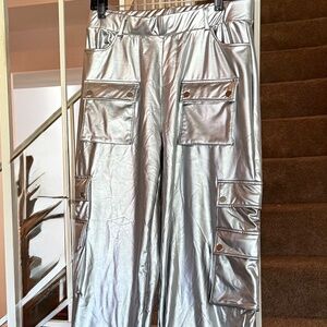 Silver Cuffed  Cargo  pants